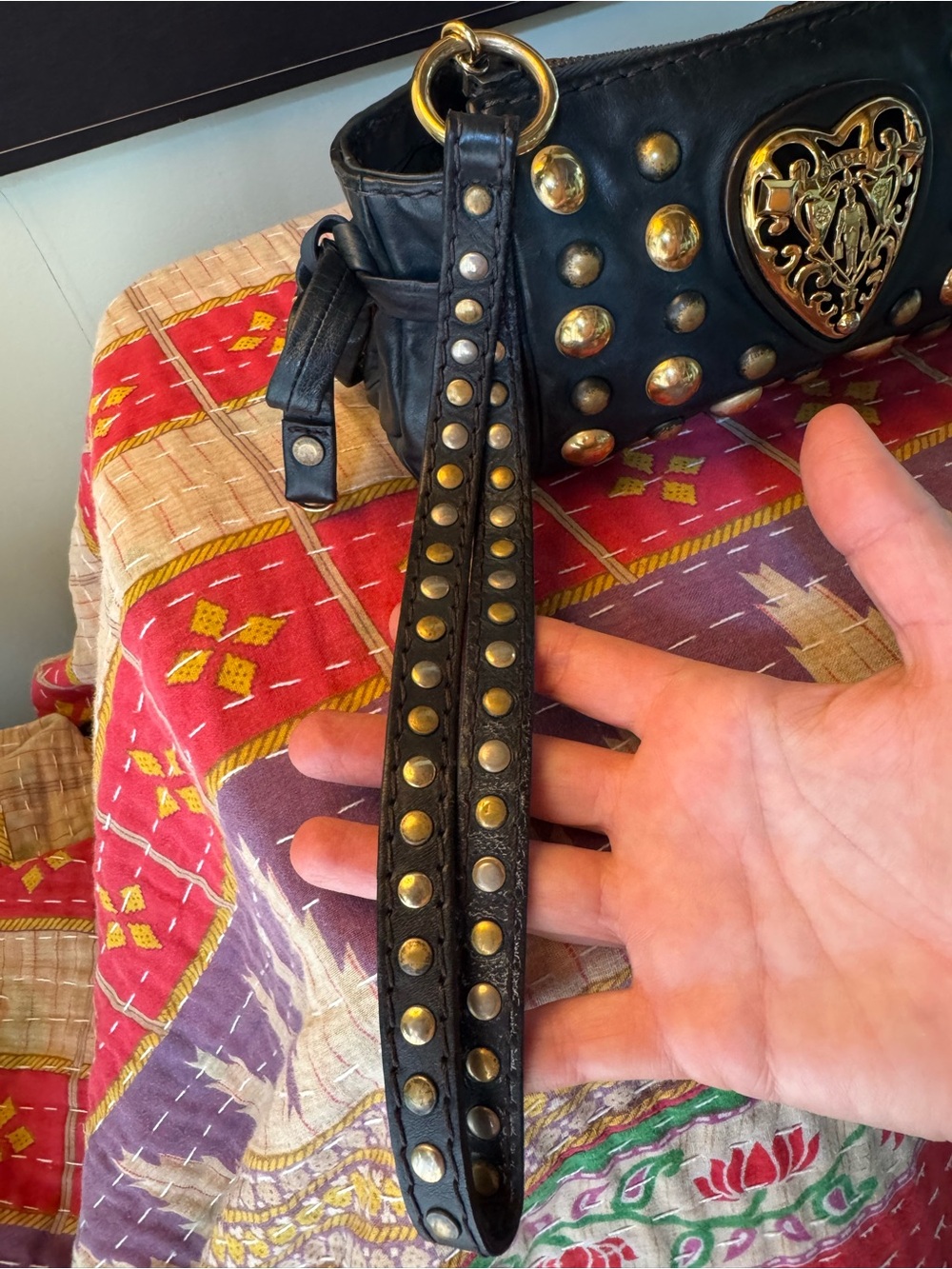 Gucci Hysteria Leather Studded Clutch Bag Blue/Black - Picture 5 of 16